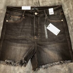 Judy Blue High Waist Tummy Control Black Denim Shorts